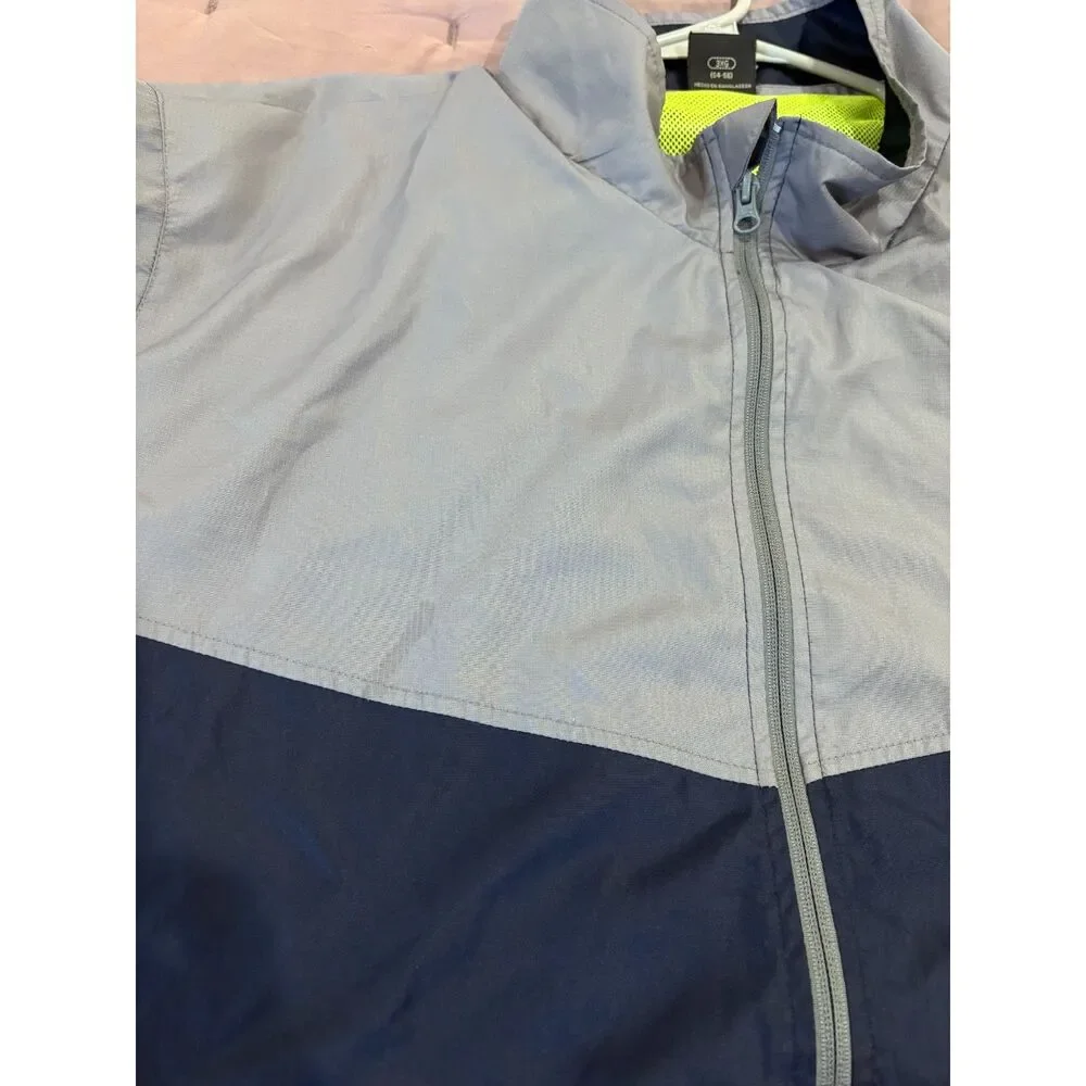 Starter Windbreaker Jacket Mens 3XL Gray Navy Colorblock Lightweight Mesh
